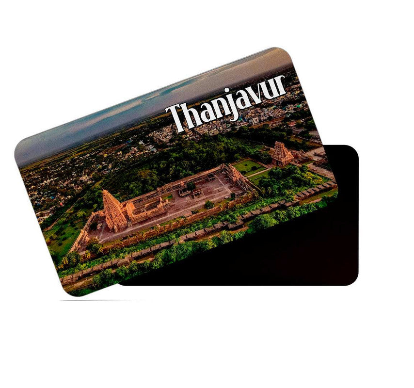 dhcrafts Rectangular Rubber Fridge Magnet / Magnetic Card Multicolor Tamil Nadu Thanjavur D1 Design Pack of 1 (8.6cm x 5.4cm)